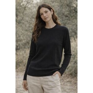 Lark & Ro Womens Sweater XS Black Crew Neck Long Sleeve Cashmere Old Money Lux